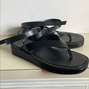 Women's Black Strappy around ankle Sandals by Zara